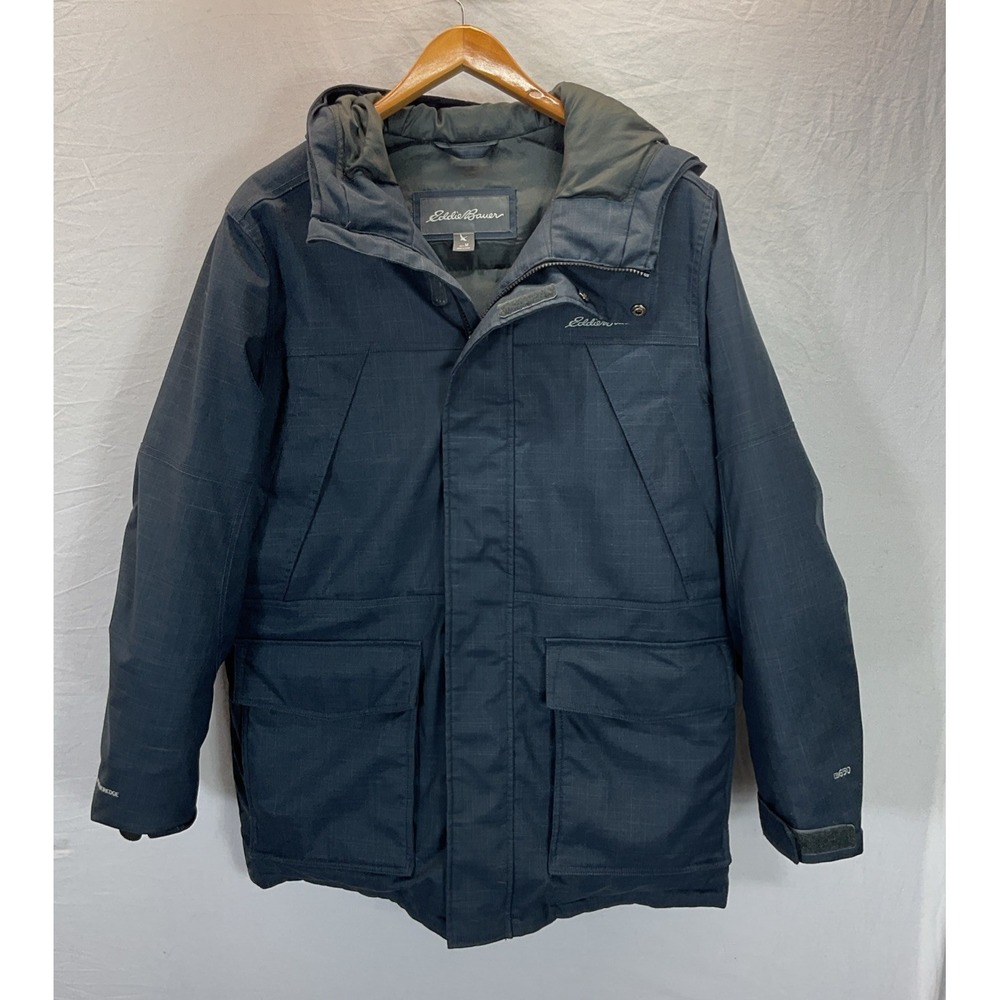 Eddie Bauer Goose Down‎ Parka Jacket Mens Medium EB650 Weatheredge Hooded Coat